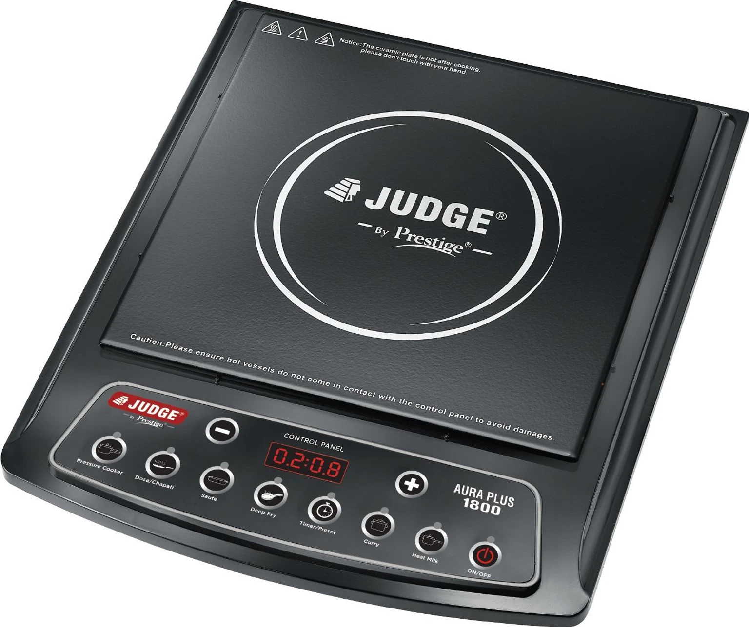 Judge Prestige 1800 W Induction Cooktop Push Button (Black, Aura Plus Multiple Indian Menu Option|Convenient Timer Function) - Image 2